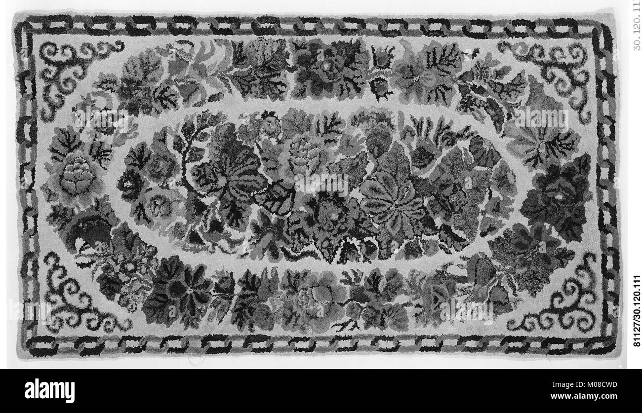 Intricate Rug This hooked rug features intricate patterns and craftsmanship typical ...