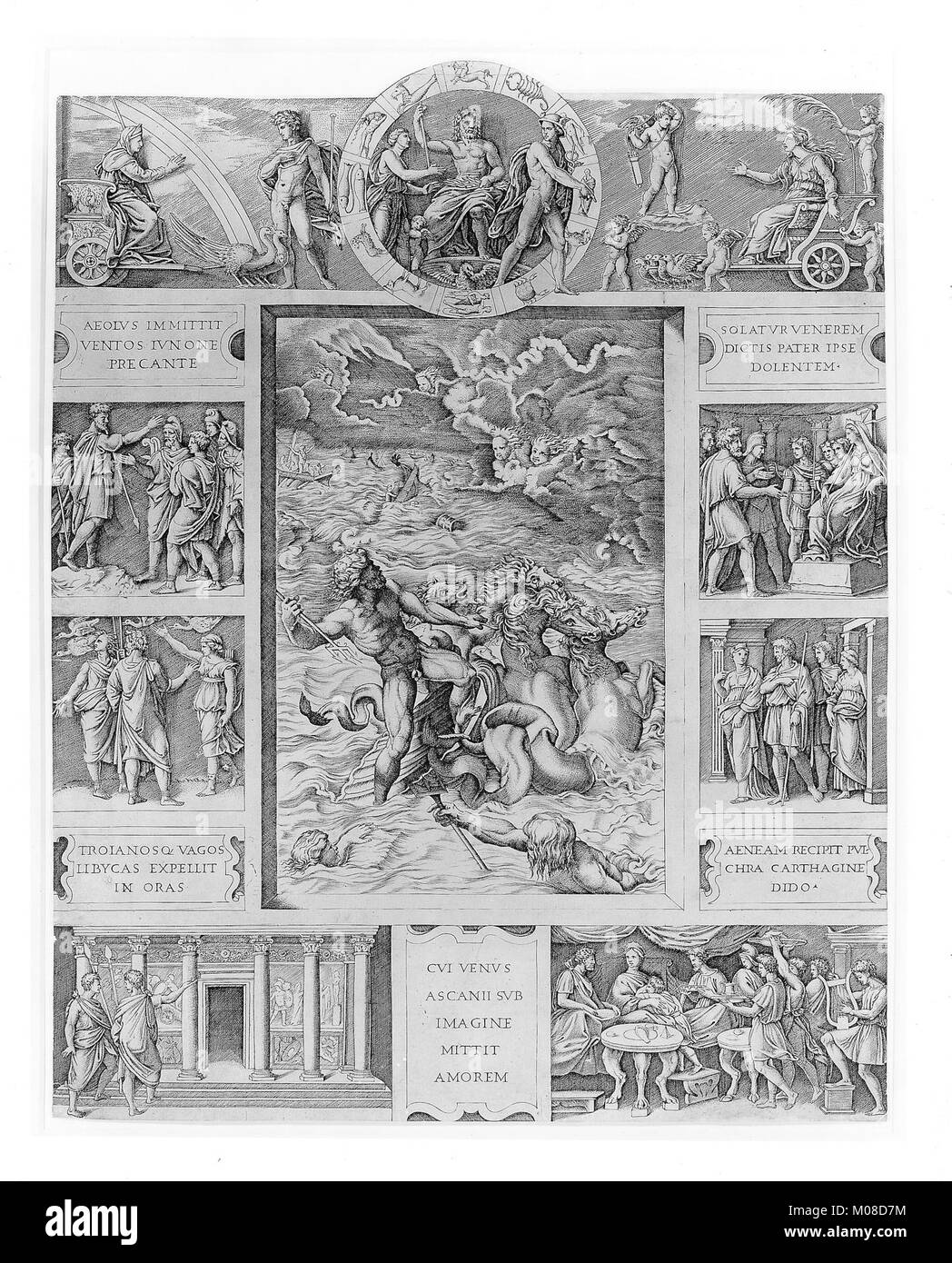 Neptune calming the tempest which Aeolus raised against Aeneas' fleet from Book I of the Aeneid MET 1U E7 13R3 Stock Photo