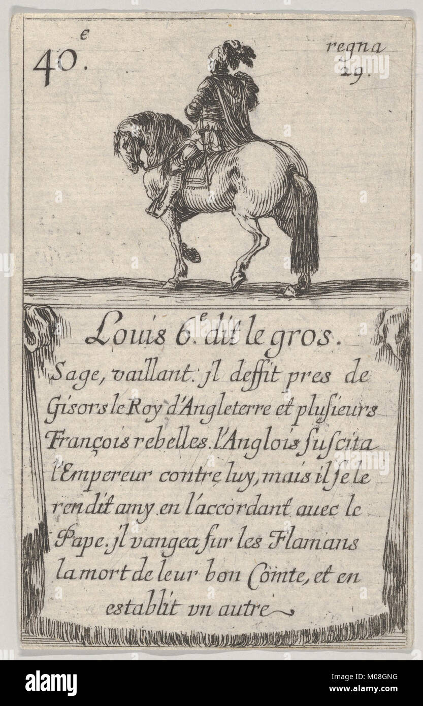 Louis 6.-e dit le gros - Sage, vaillant..., from 'Game of the Kings of France' (Jeu des Rois de France) MET DP831119 Stock Photo
