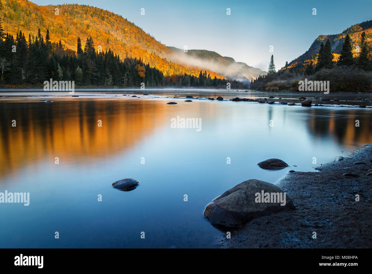 Fall Morning Along the RiverSide Stock Photo - Alamy