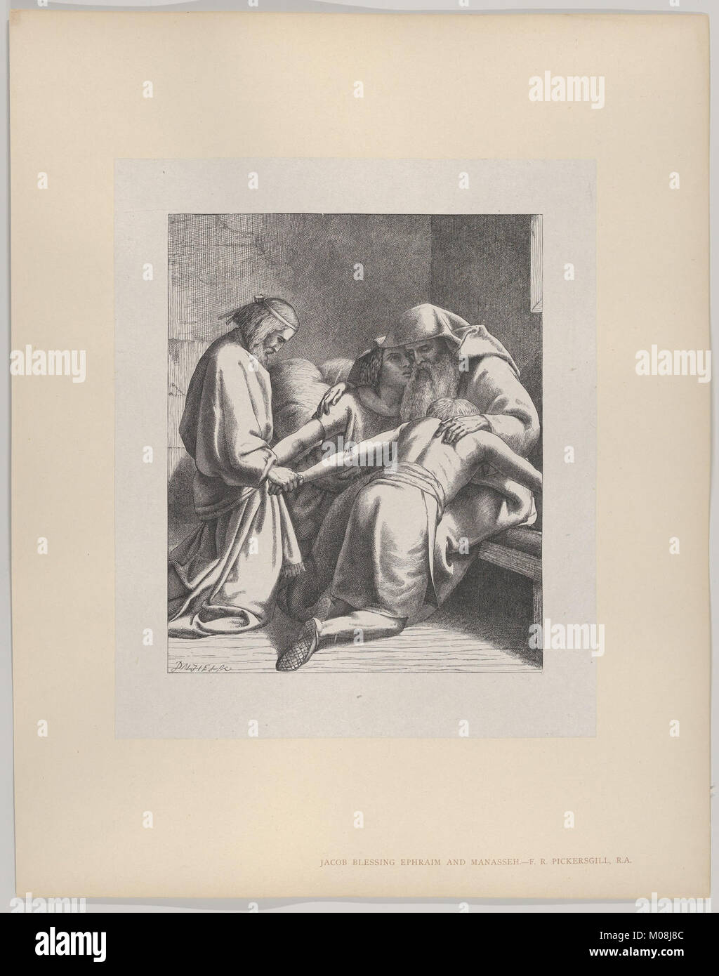 This engraving depicts Jacob blessing Ephraim and Manasseh ...