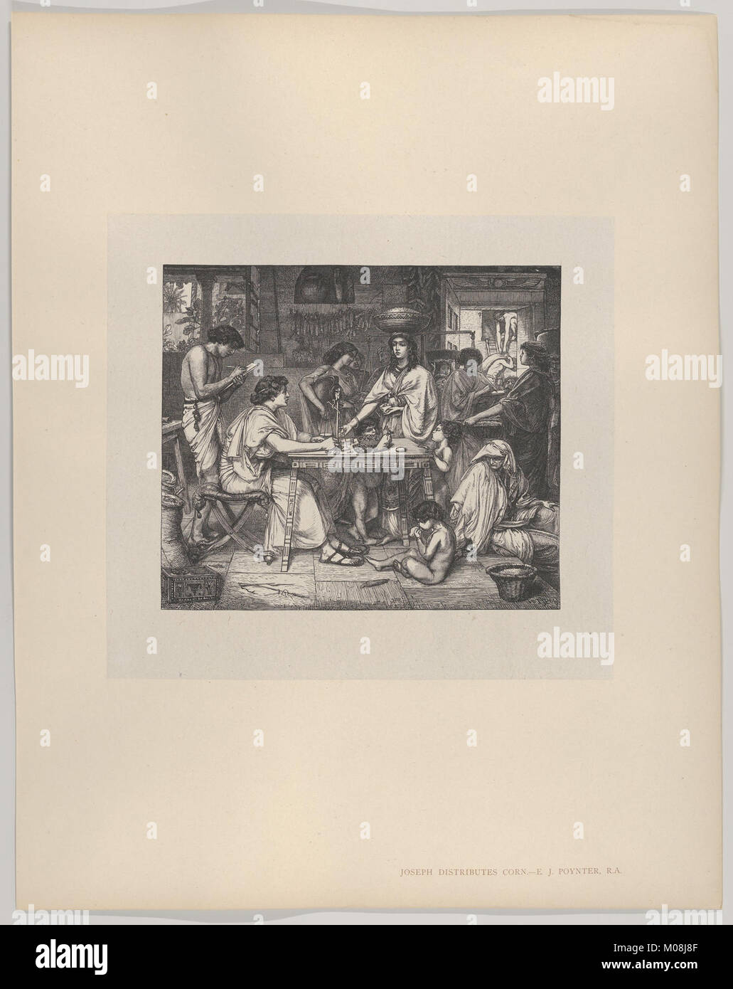 This engraving shows Joseph distributing corn during famine ...