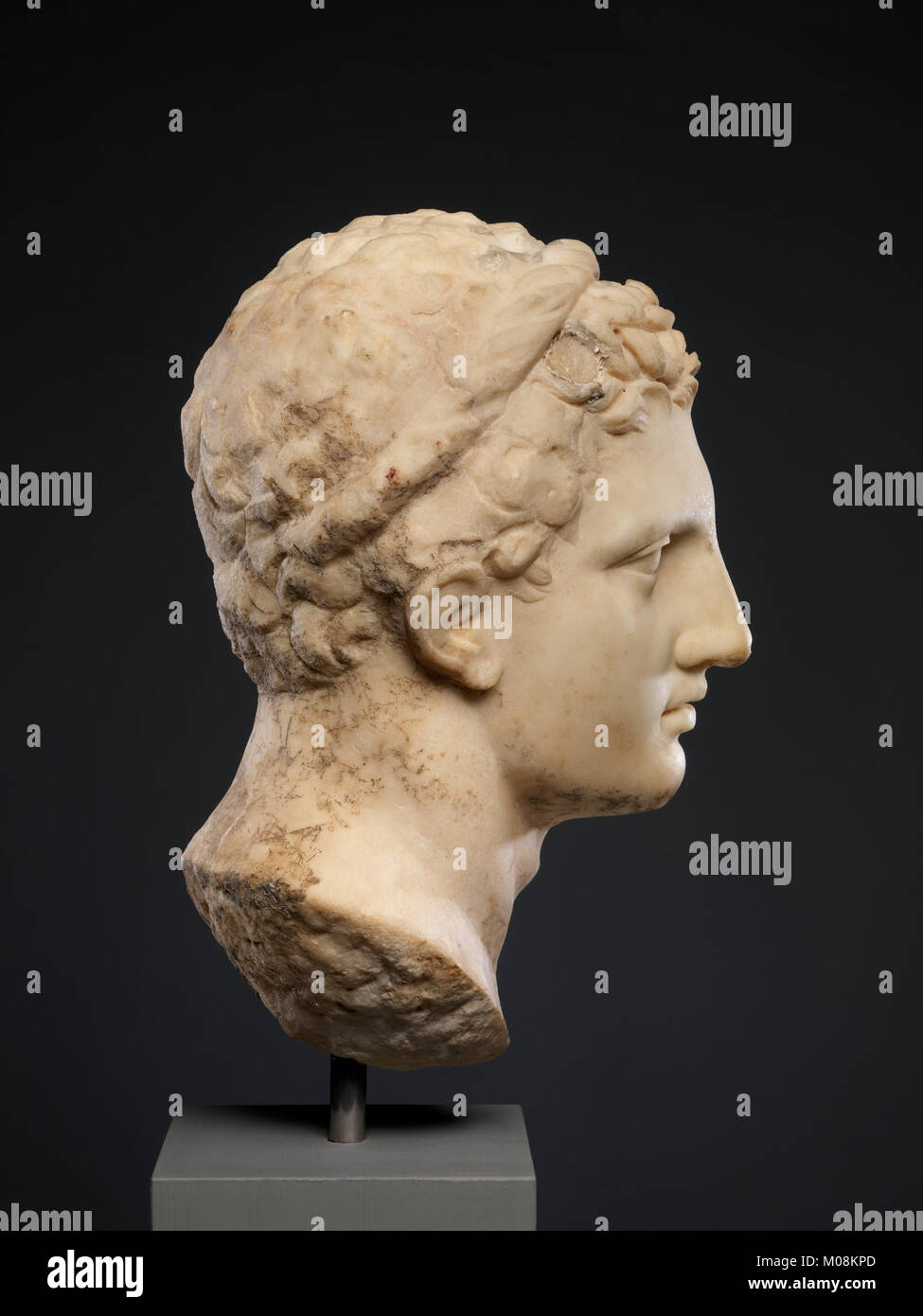 Marble head of a horned youth wearing a diadem MET DP333711 Stock Photo ...