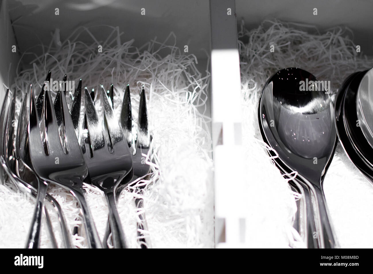 Display cutlery box with cutlery on paper straw Stock Photo Alamy