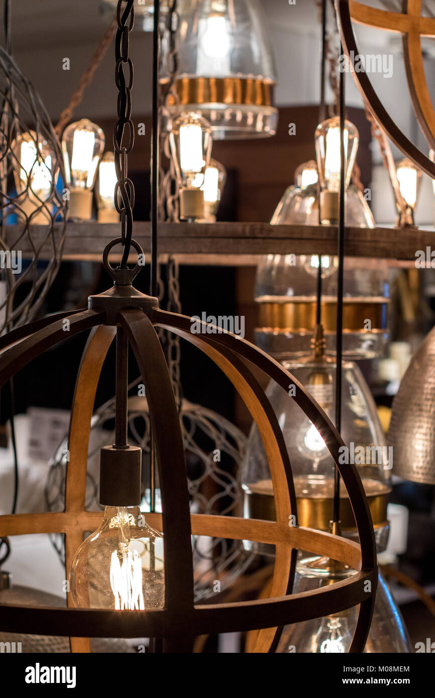Elegant Light Fixture On Display In Furniture Store With Edison