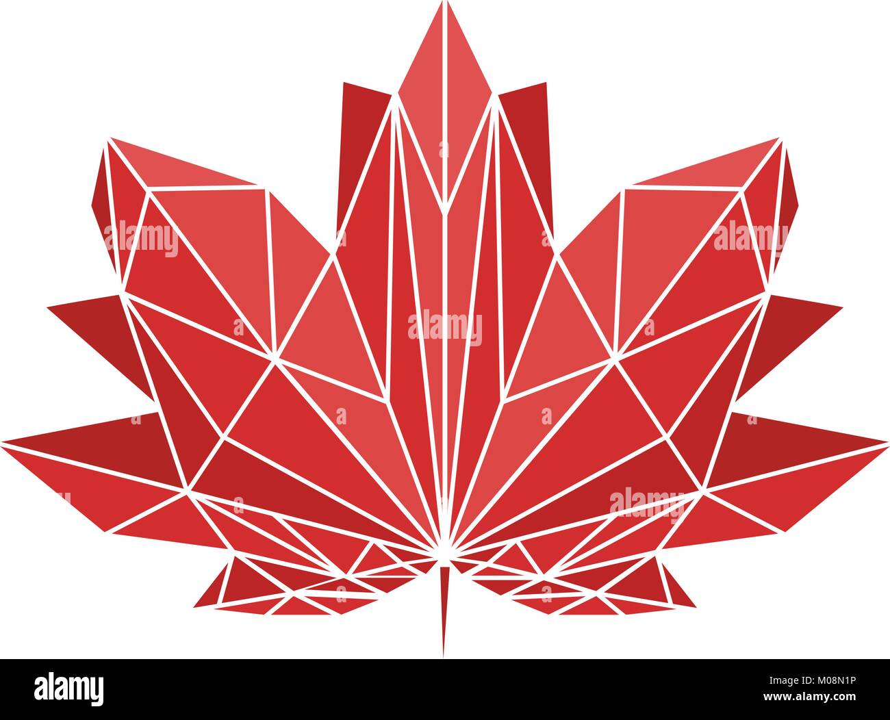 A maple leaf painted in polygonal technique. National sign of Canada. Vector image for design t-shirts. Stock Vector