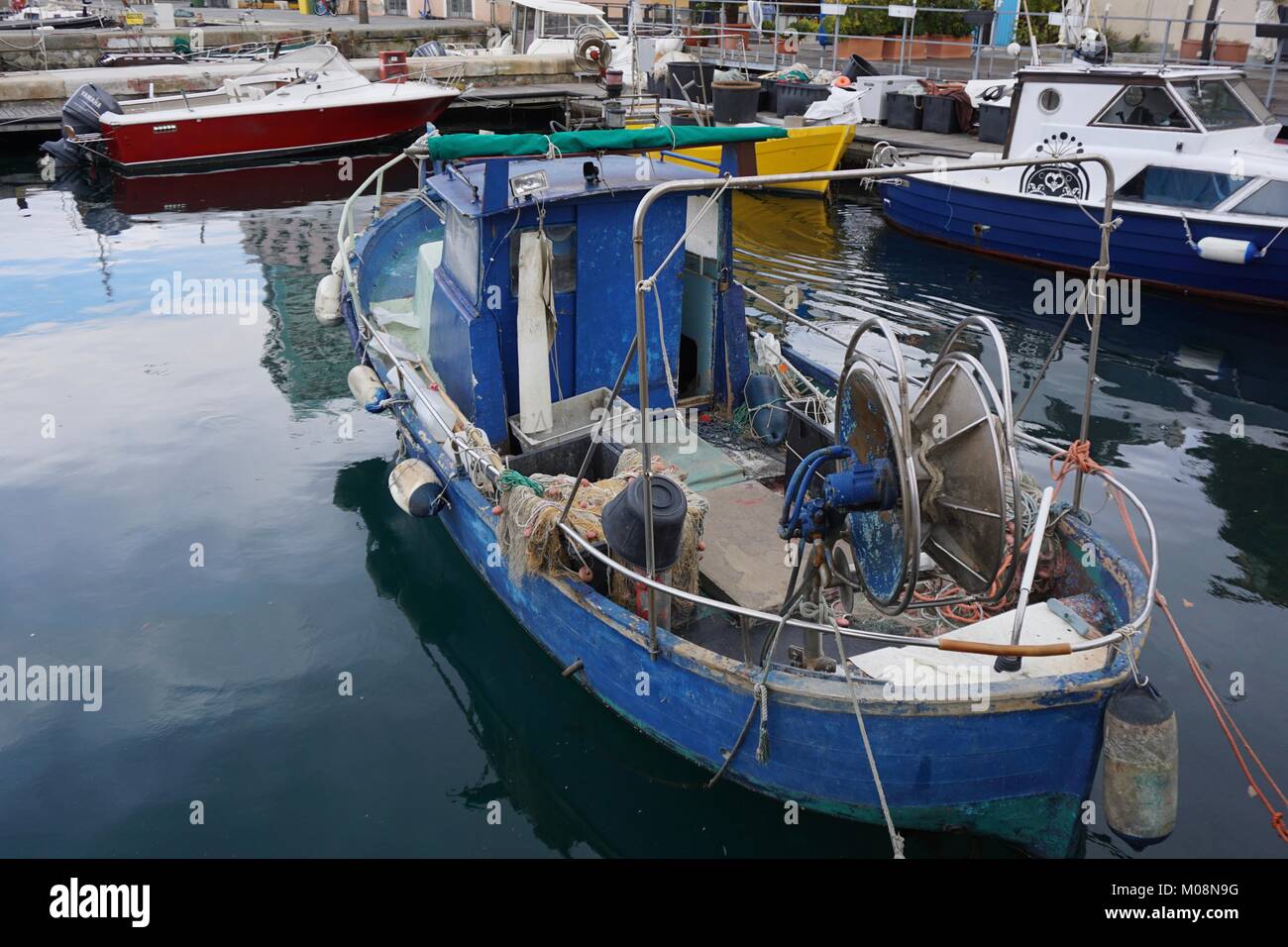 Savona Italy port, harbor for yacht, fishing boat and ships Stock Photo