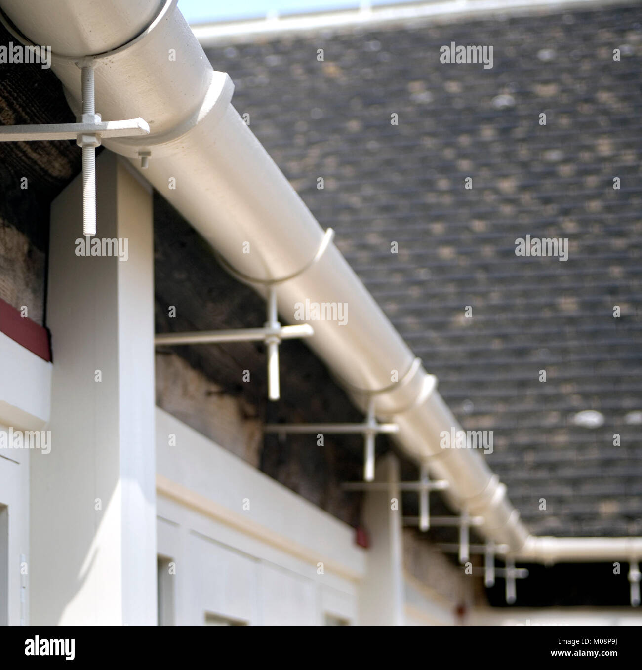 Close up view of metal guttering Stock Photo