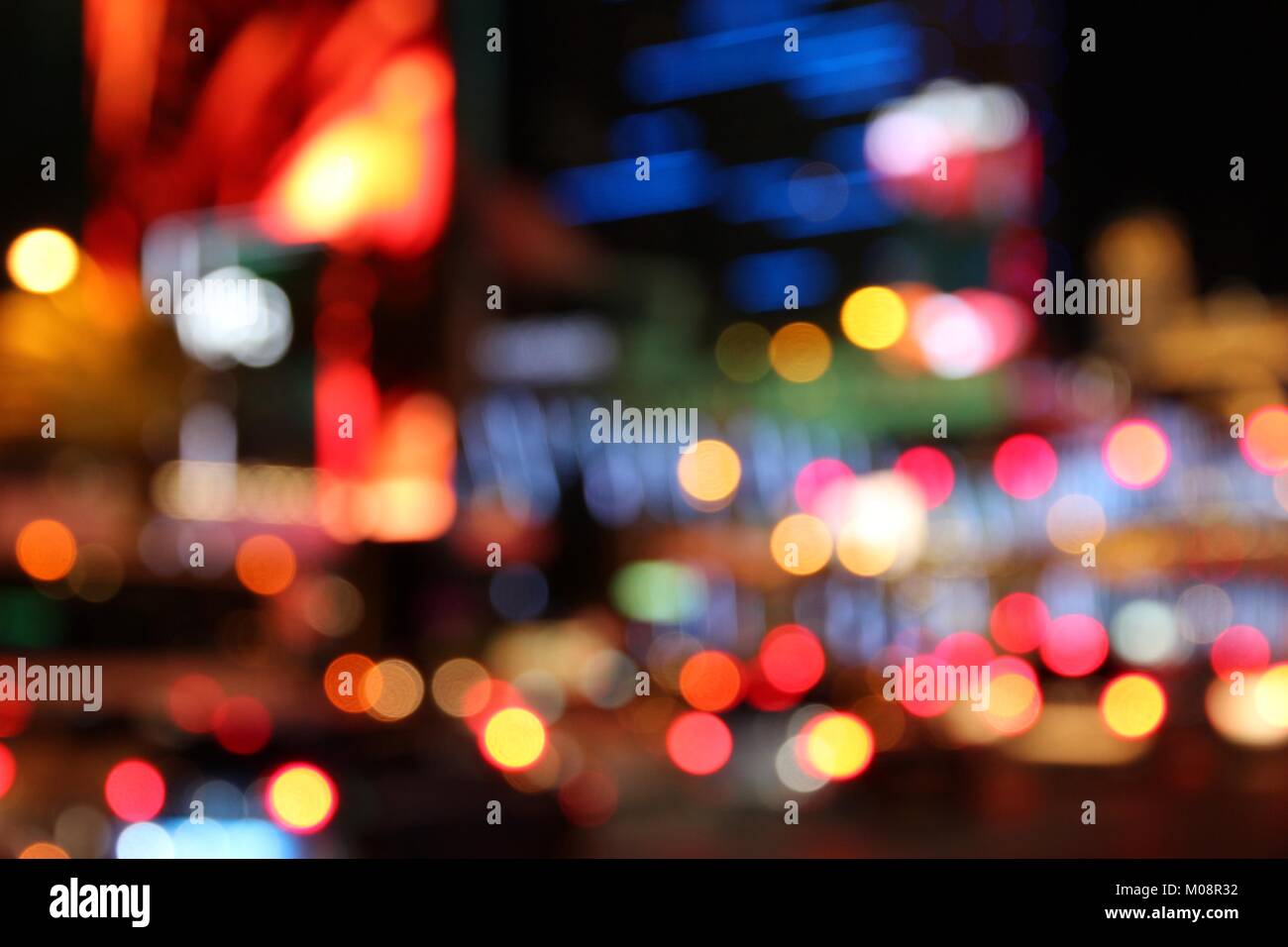 Las Vegas, Nevada, United States. Defocused city lights - colorful night view. Stock Photo