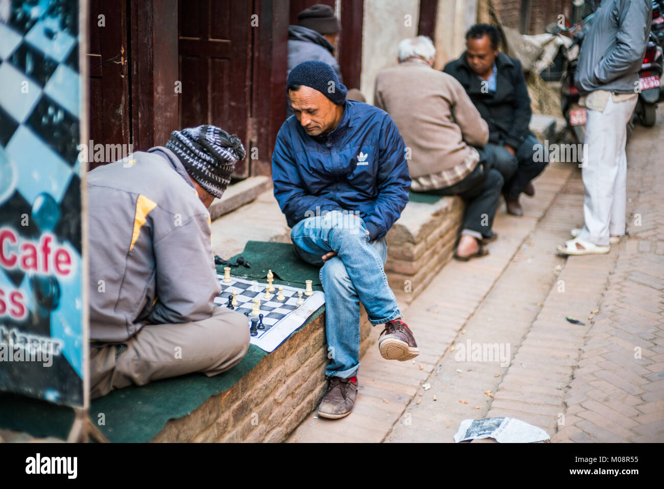 local men play chess in the street of the Bhaktapur, Nepal, Asia Stock  Photo - Alamy