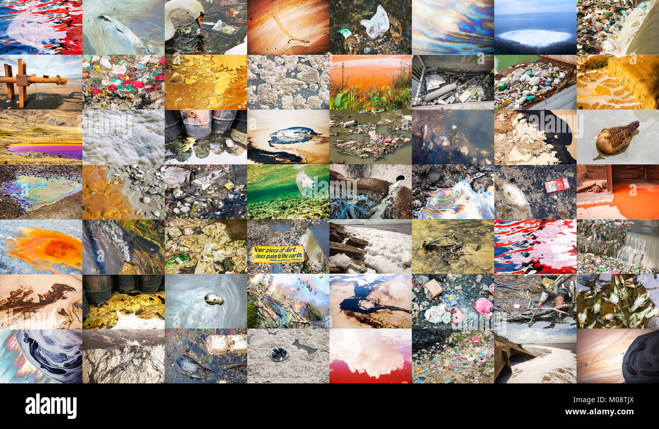 A photo montage of water pollution. Stock Photo