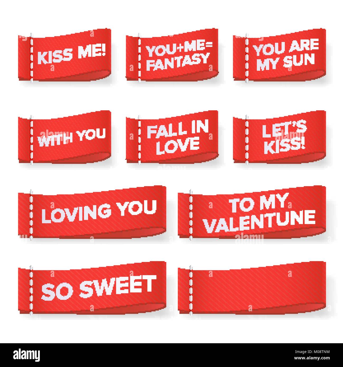 Valentine s Day Clothing labels Vector. Kiss Me, You Are My Sun, With You,  Fall In Love, Let s Kiss, Loving You, So Sweet, To My Valentine. Isolated I  Stock Vector Image