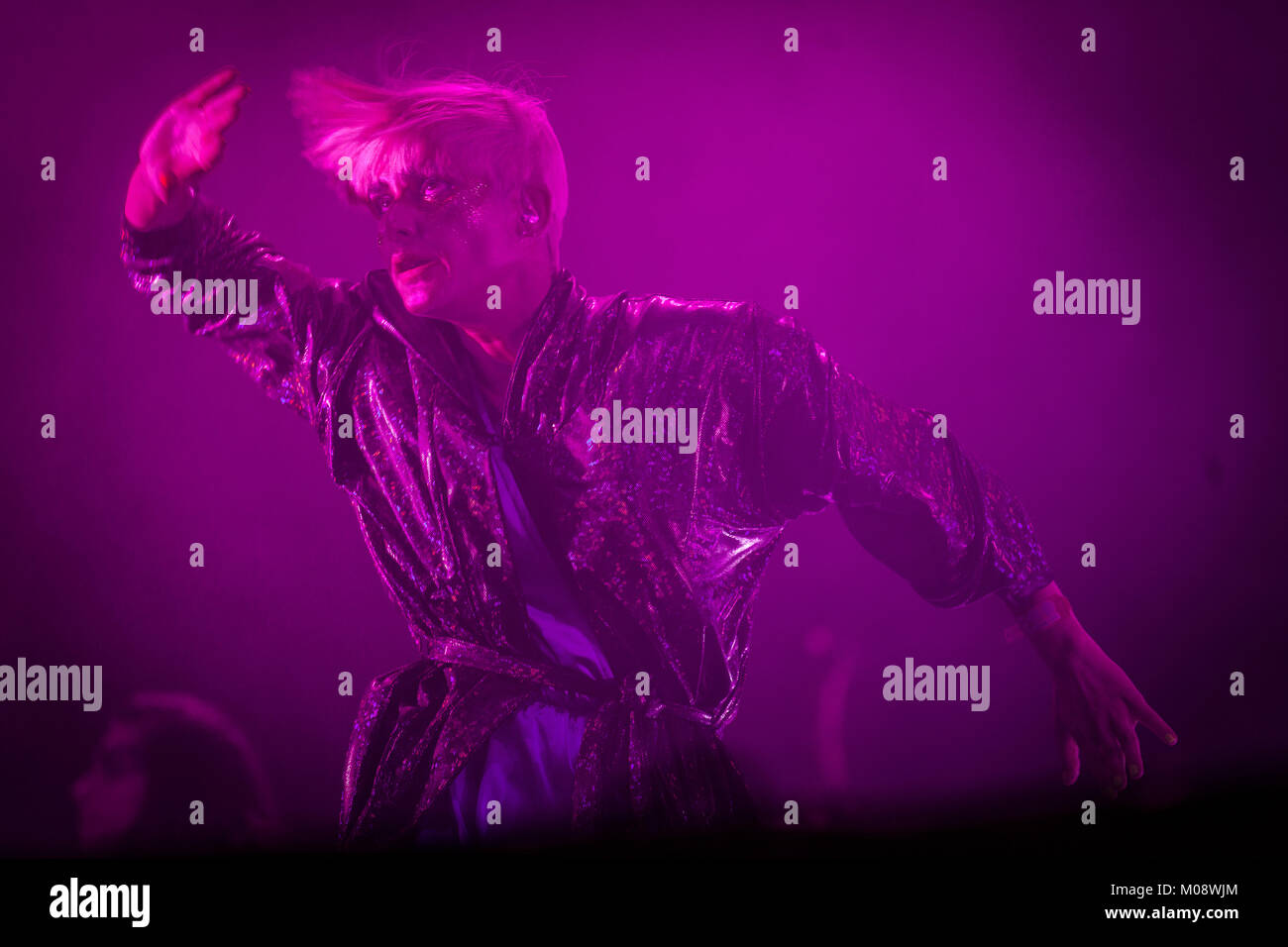 The Swedish electronic music duo The Knife performs a live concert at
