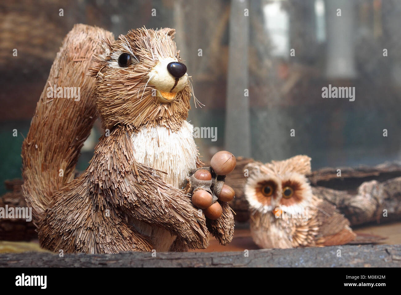 Wooden beaver on sale in a street market. Stock Photo