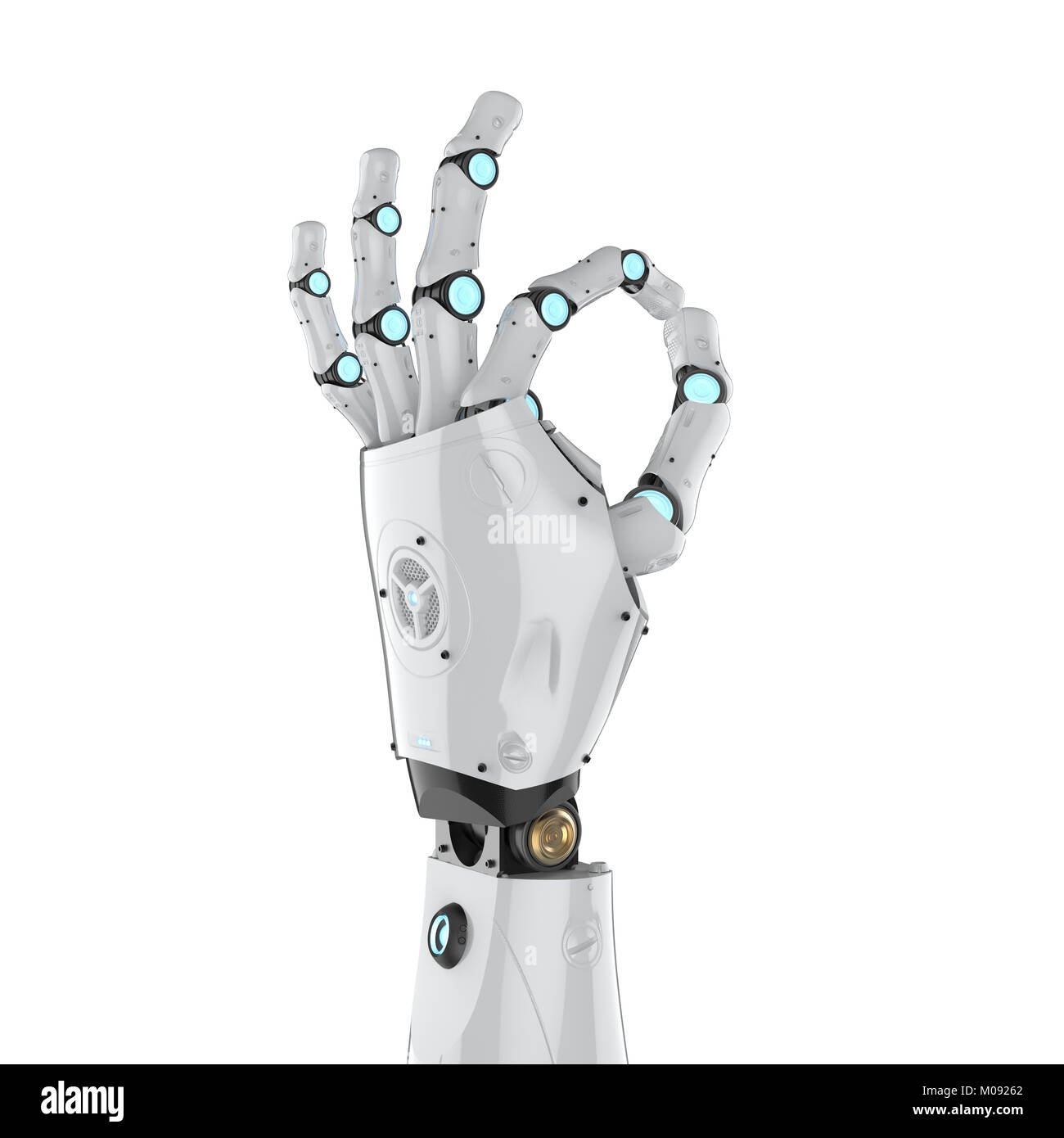 3d rendering metal cyborg arm isolated on white Stock Photo - Alamy