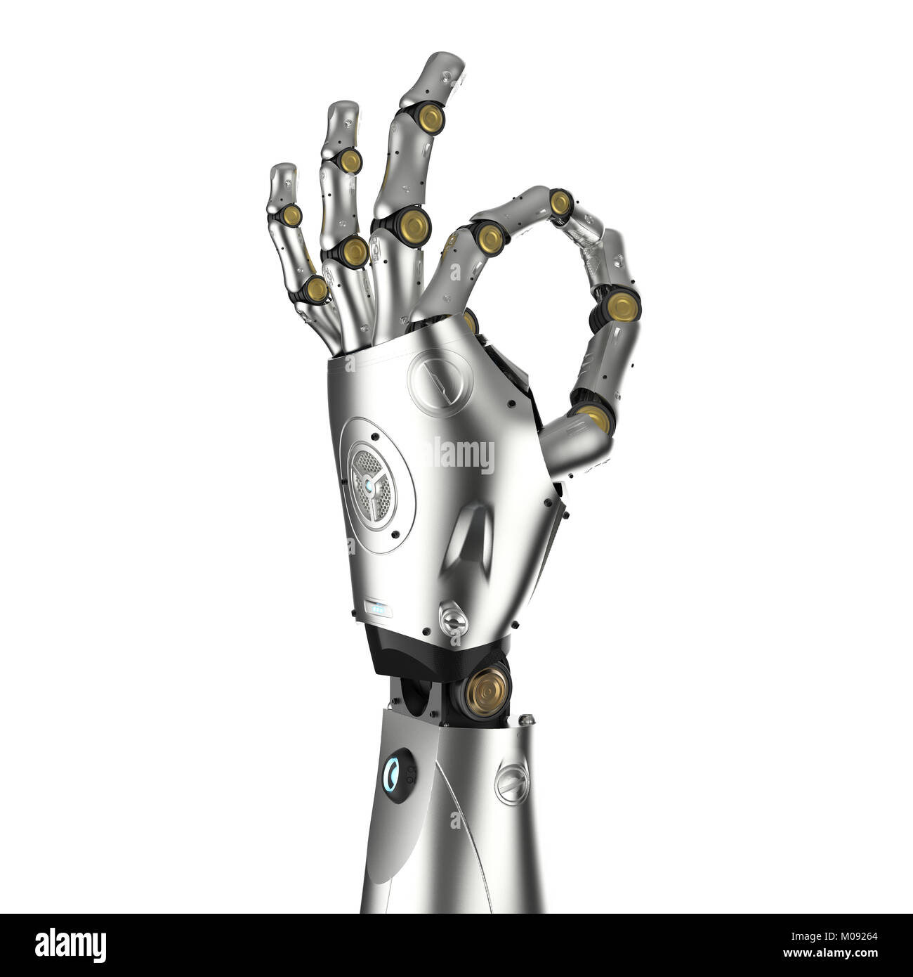 3d rendering metal cyborg arm isolated on white Stock Photo - Alamy
