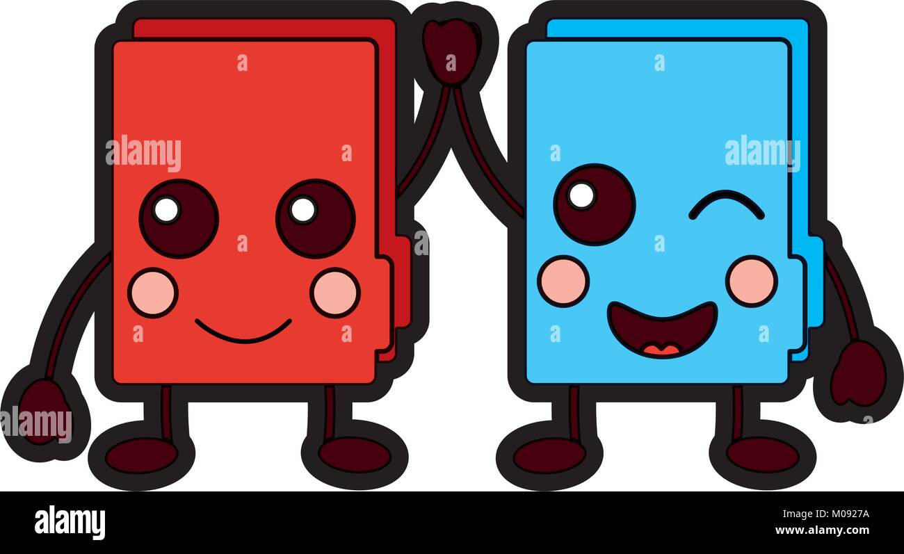 two happy folder file cartoon kawaii icon Stock Vector Image & Art - Alamy