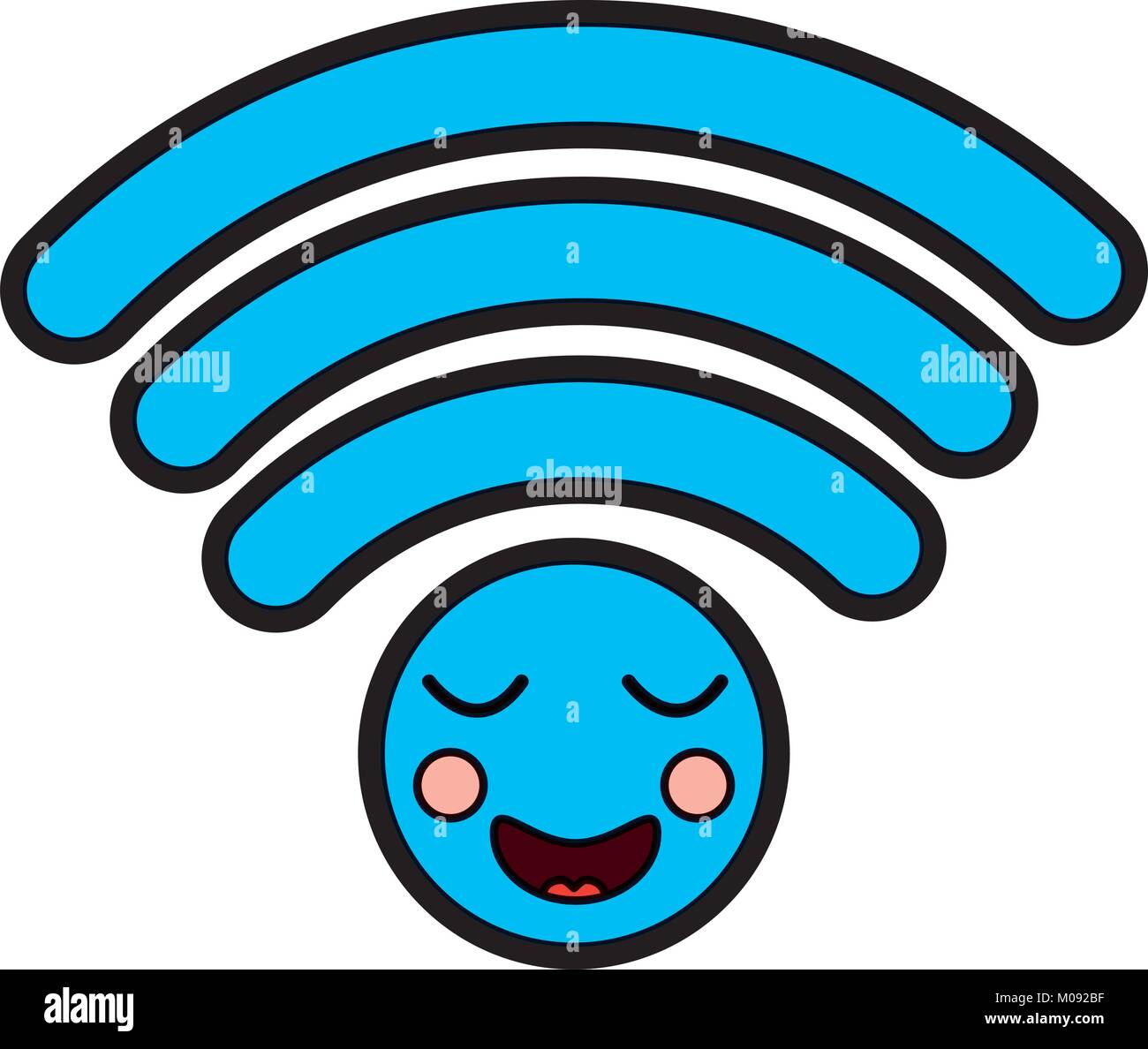 cartoon wifi internet signal kawaii character Stock Vector