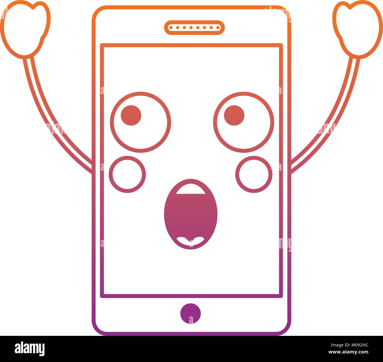 mobile phone character emoticon face kawaii Stock Vector Image & Art ...