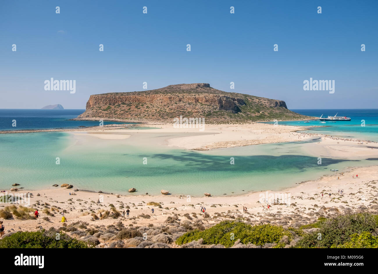 View of the dream beach Balos Beach, sandy beach, Gramvousa peninsula, Crete, Greece, Europe, Chania, Europe, Crete, Greece, GR, travel, tourism, dest Stock Photo