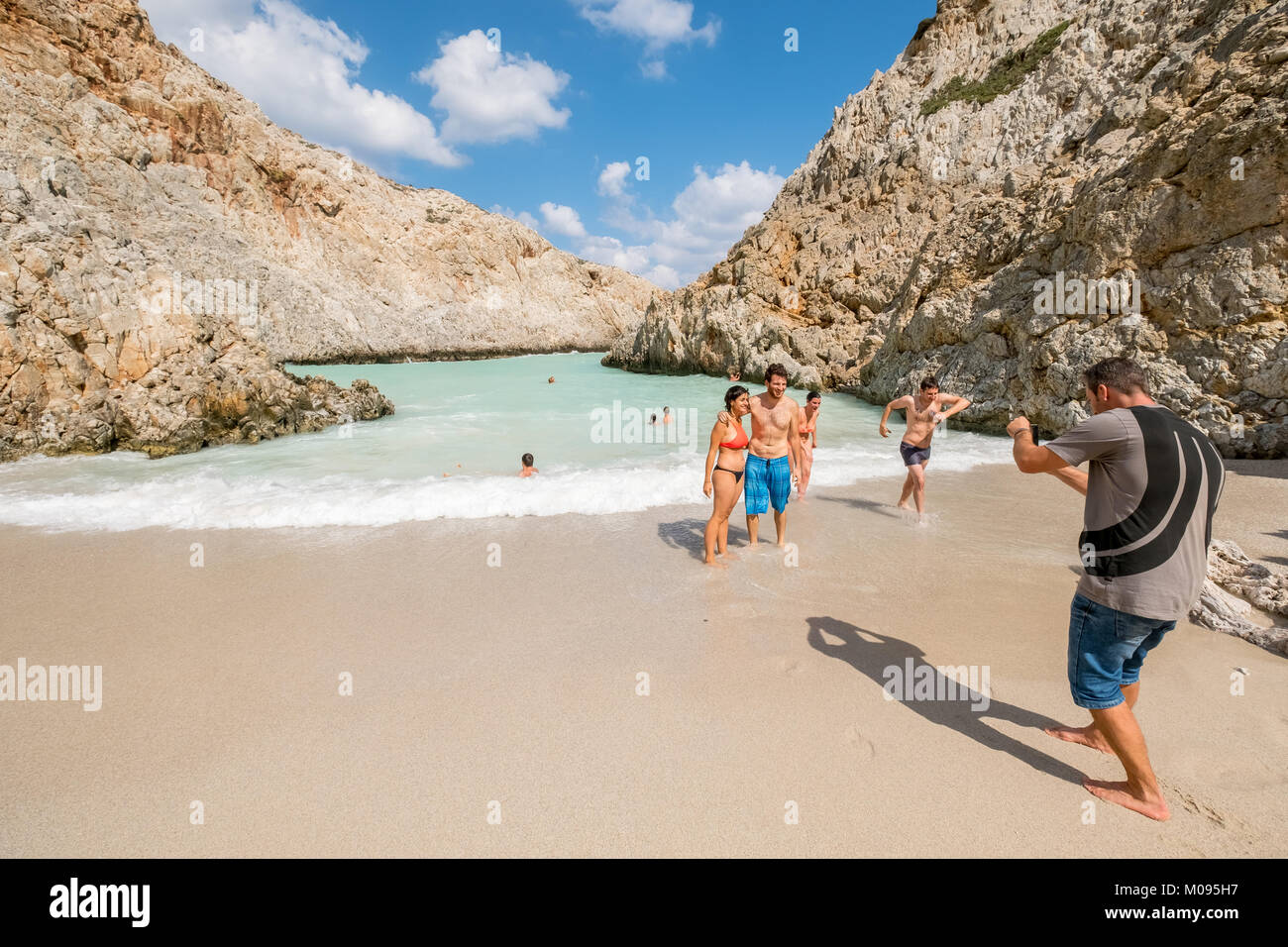 Seitan limania beach, versteckte Badebucht, Traumstrand, Chania, Europa, Kreta, Griechenland, Chania, Europa, Kreta, Griechenland, GR, Reise, Tourismu Stock Photo