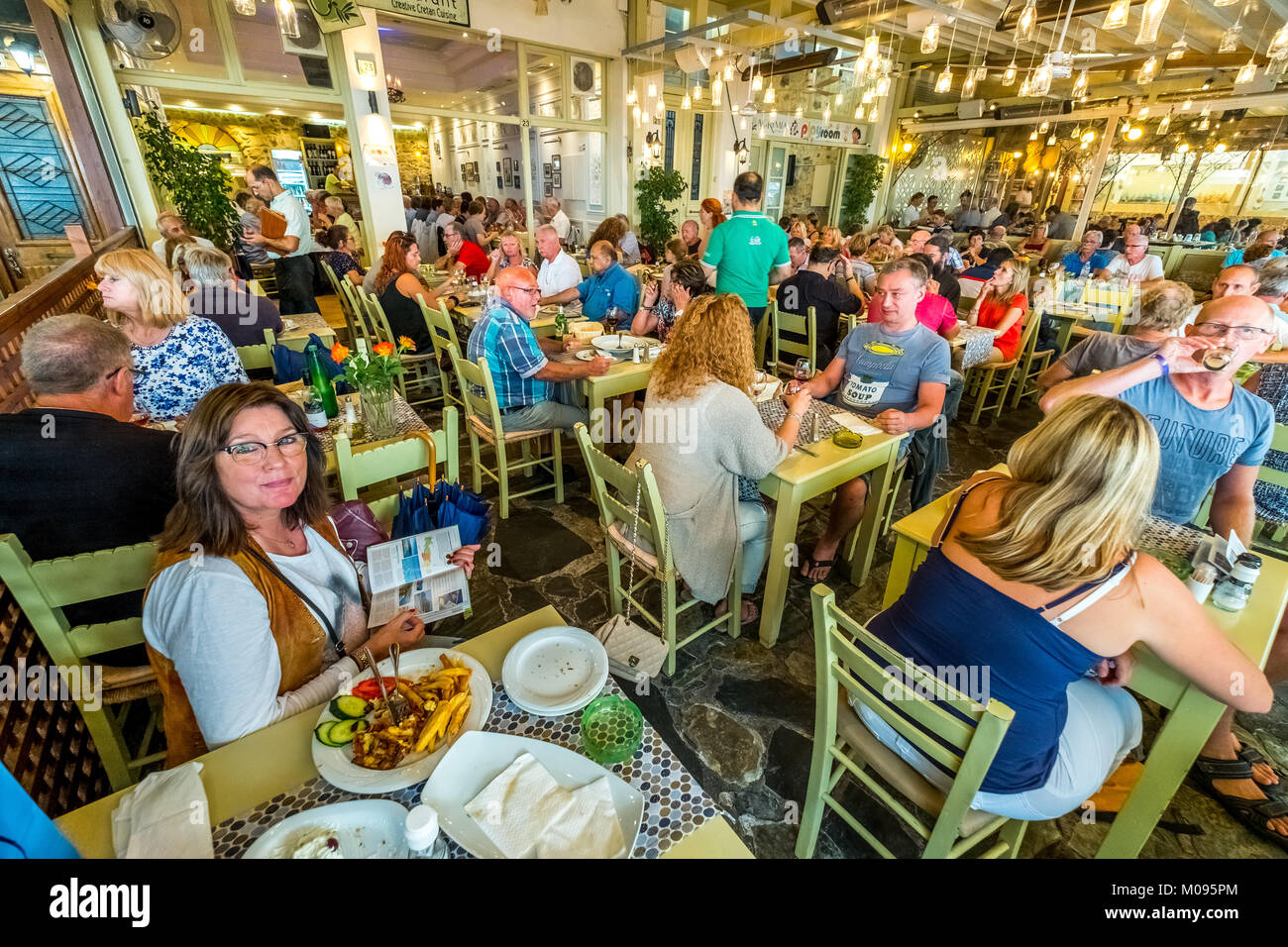 lively tavern in the old town of Rethymnon, Restaurant, Rethymno, Europe, Crete, Greece, Rethymno, Europe, Crete, Greece, GR, travel, tourism, destina Stock Photo