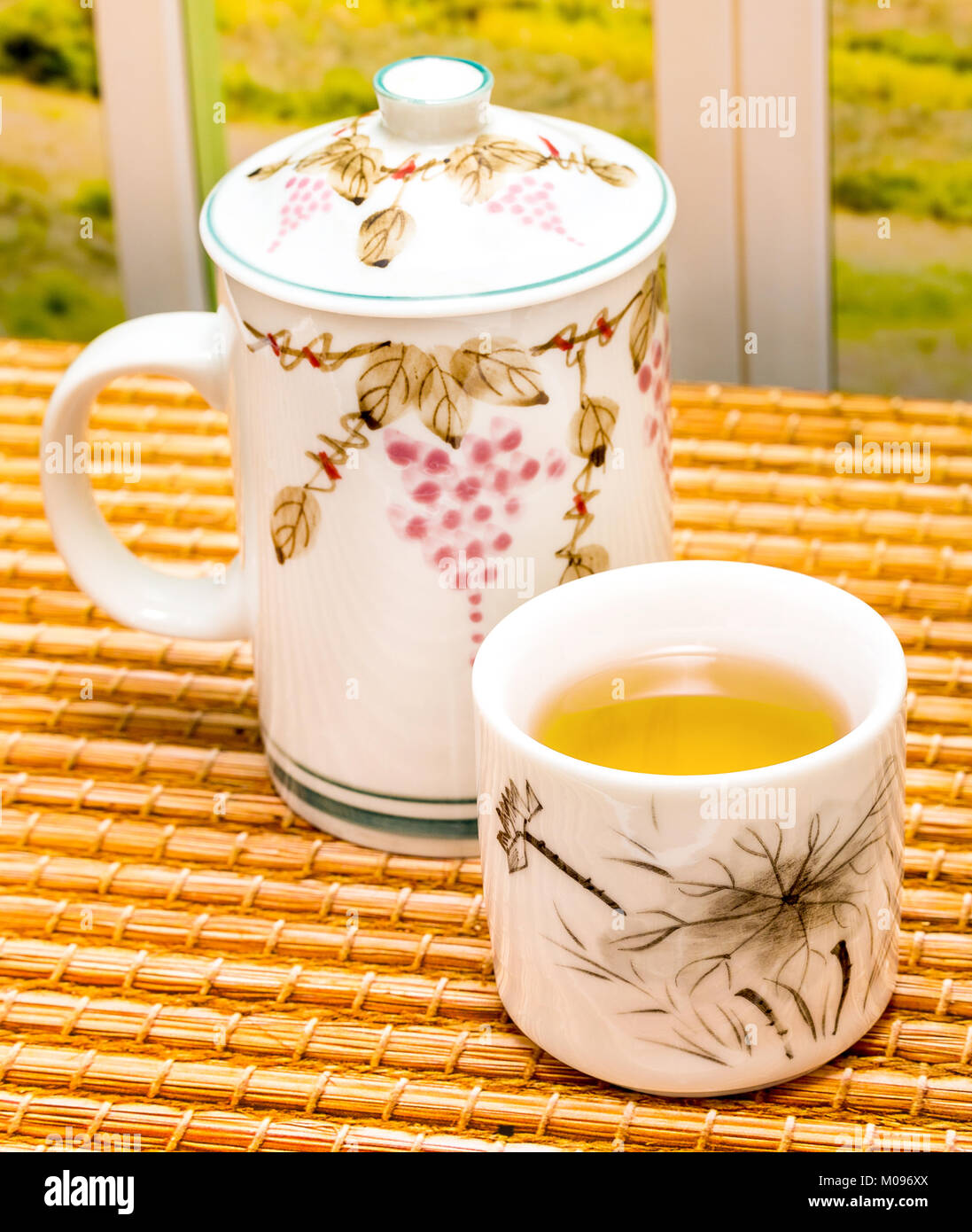 Refreshing Green Tea Meaning Break Time And Cafes Stock Photo Alamy
