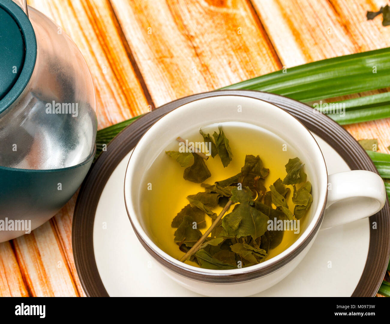 Brewed Green Tea Representing Restaurant Refreshing And Beverage Stock