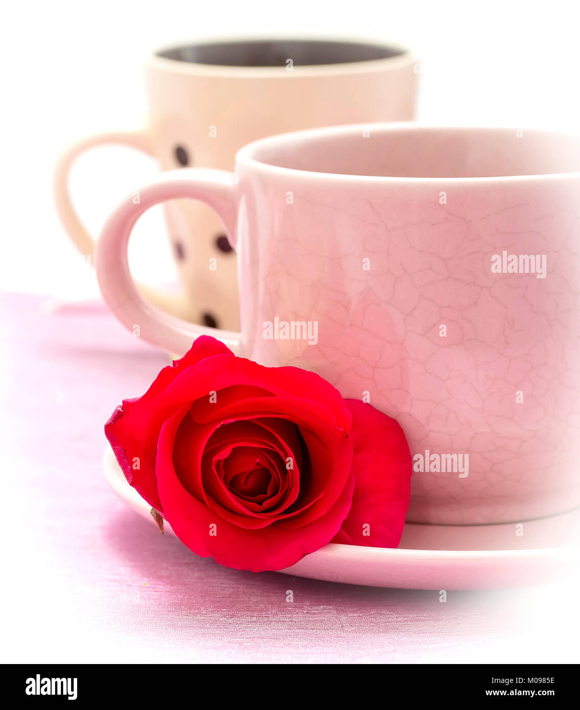 Coffee And Rose Showing Brew Cafeteria And Drink Stock Photo Alamy