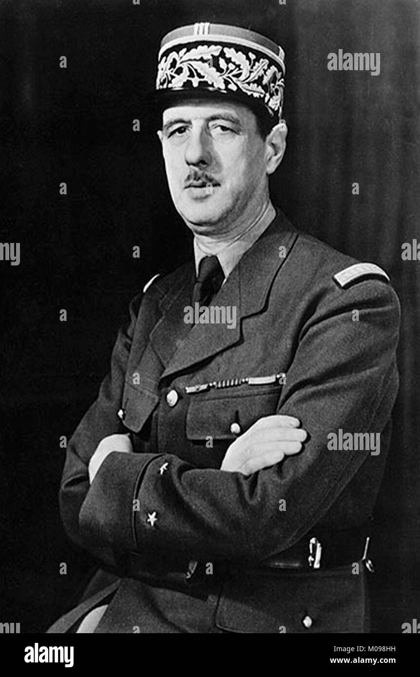 General Charles de Gaulle (1890-1970)  in uniform during WWII, c.1942 Stock Photo