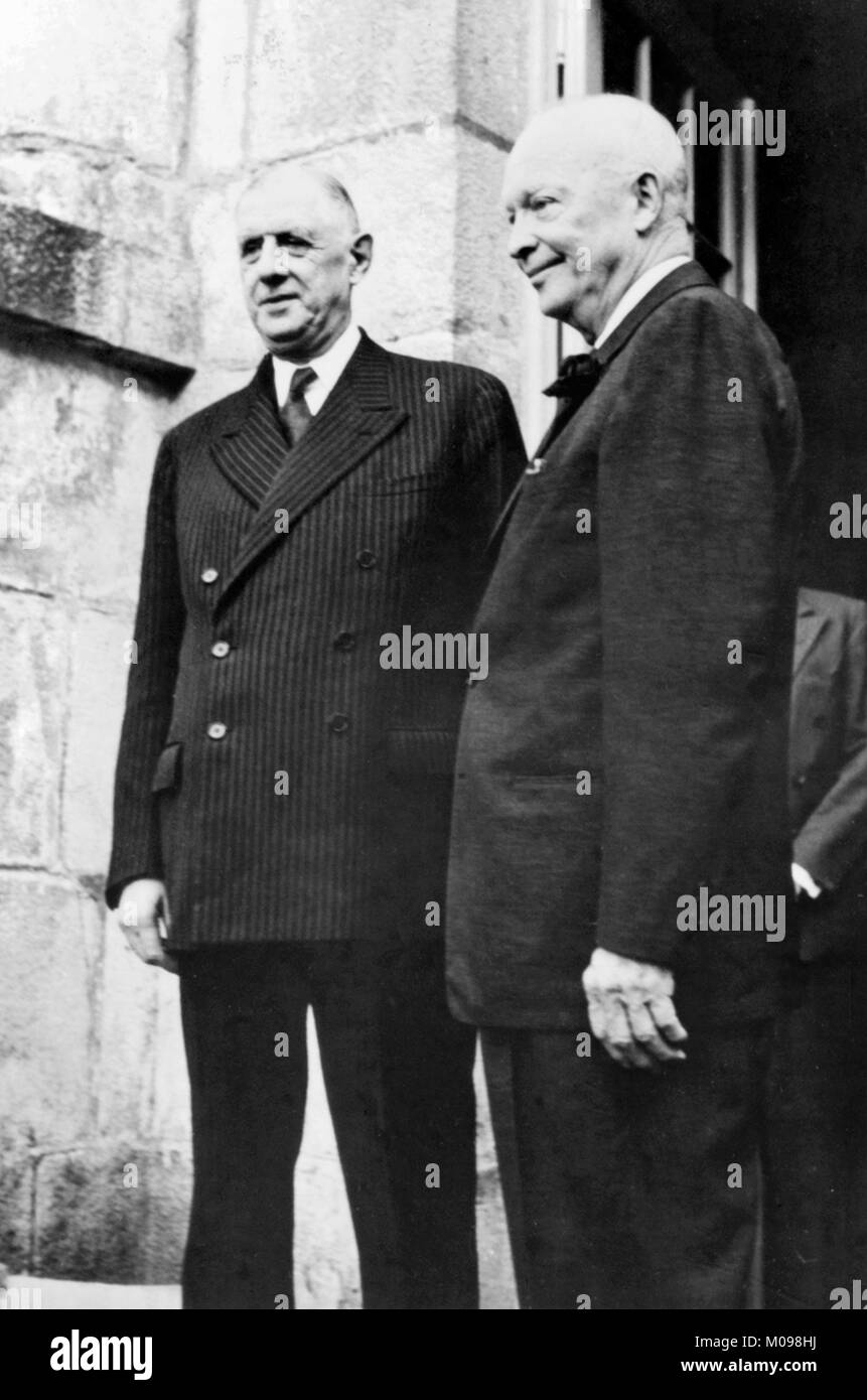 Charles de Gaulle and US President Dwight D Eisenhower, c.1958/9 Stock Photo