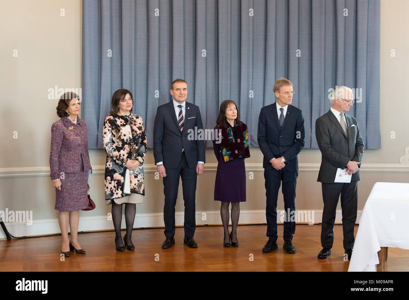 Stockholm, Sweden. 19th Jan, 2018. From 17 to 19 January, Iceland's President Guðni Thorlacius Jóhannesson, visiting Sweden at the invitation of The King. President Jóhannesson visiting Sweden with his wife, Eliza Jean Reid. The royal couple and the presidential couple visiting Uppsala Castle. Credit: Barbro Bergfeldt/Alamy Live News Stock Photo
