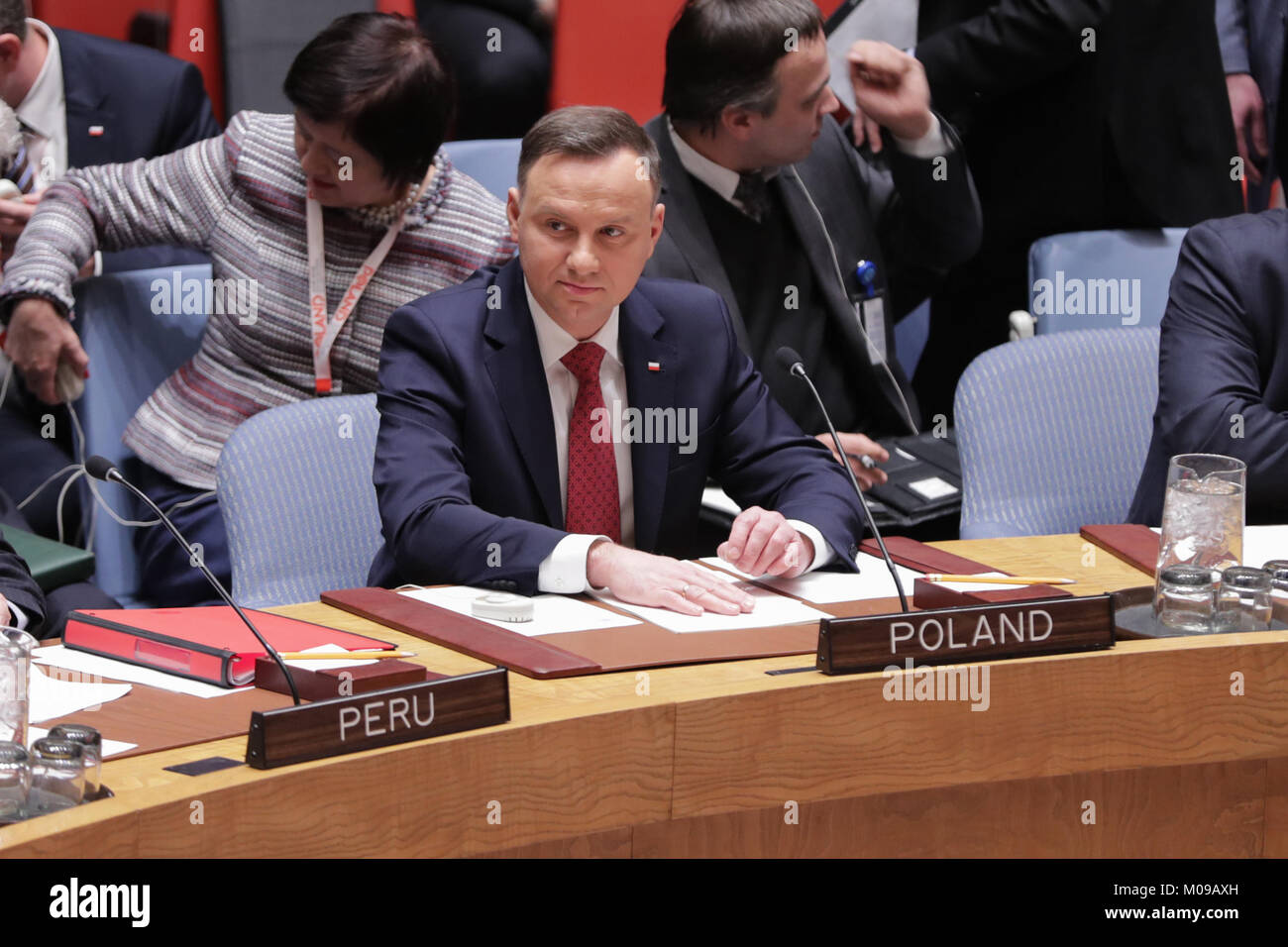 New York, NY, USA. 18th Jan, 2018. United Nations, New York, USA, January 18 2018 - Andrzej Duda, President of the Republic of Poland, During a Security Council meeting on Non-proliferation of Weapons of Mass Destruction today at the UN Headquarters in New York City.Photo: Luiz Rampelotto/EuropaNewswire Credit: Luiz Rampelotto/ZUMA Wire/Alamy Live News Stock Photo