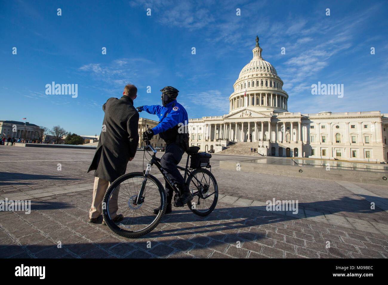 A United States Capitol Police Officer gives directions outside the ...