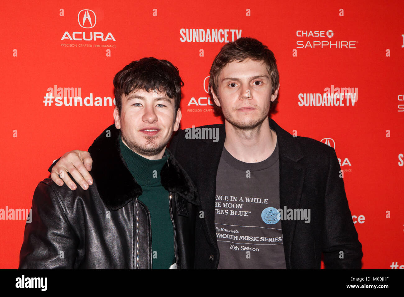 Actor Barry Keoghan and Evan Peters attend the 'American Animals' Premiere during the 2018 Sundance Film Festival at Eccles Center Theatre on January 19, 2018 in Park City, Utah. Stock Photo