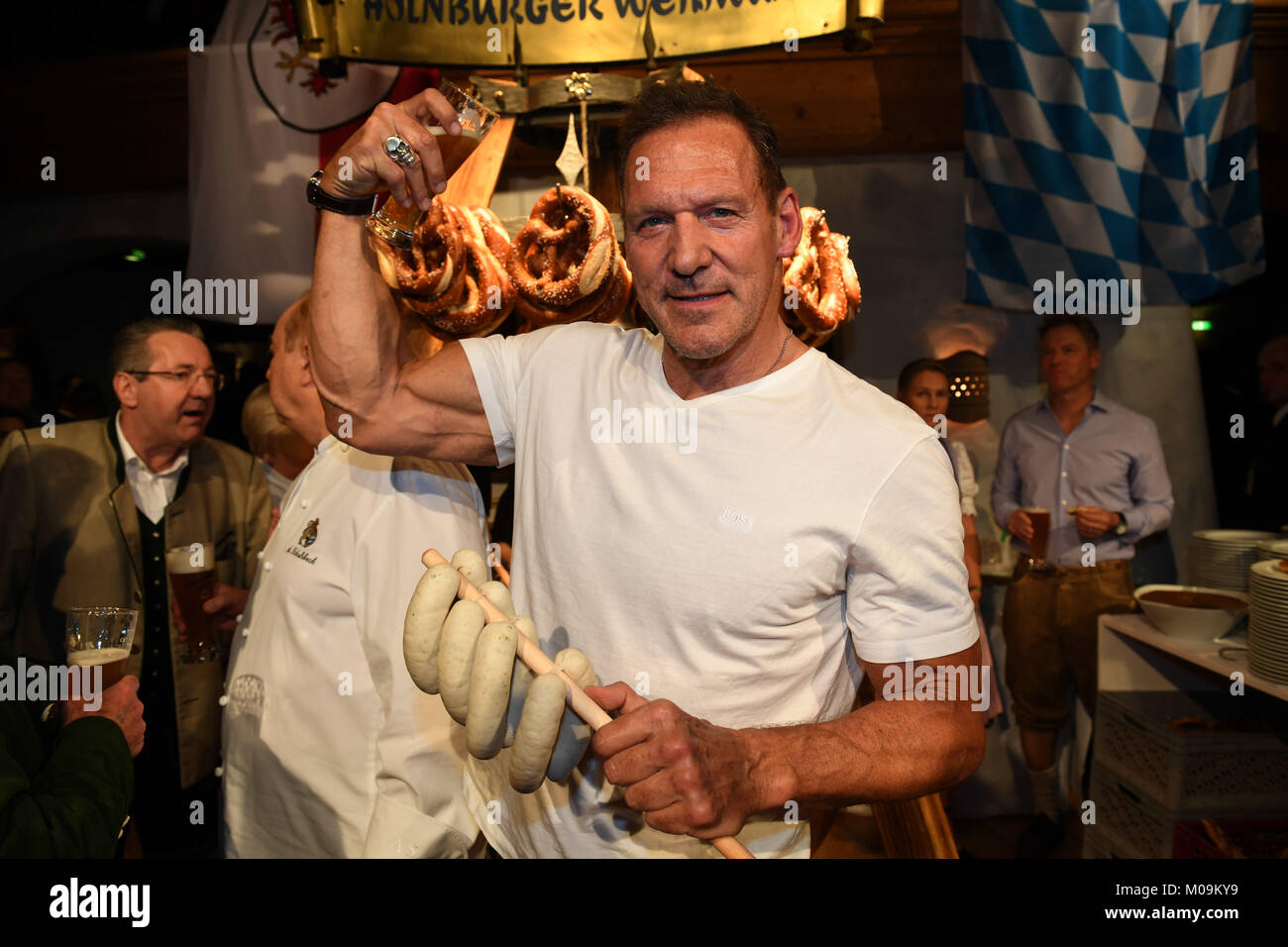 Actor Ralf Moeller  attends the 27th traditional 'Weisswurst party' (lit. Bavarian white sausage party) at the Stanglwirt Inn in Going, Germany, 19 January 2018. The 'Weisswurst party' is an event where stars and celebrities meet a day before the legendary Hahnenkamm downhill race. Photo: Felix Hörhager/dpa Stock Photo