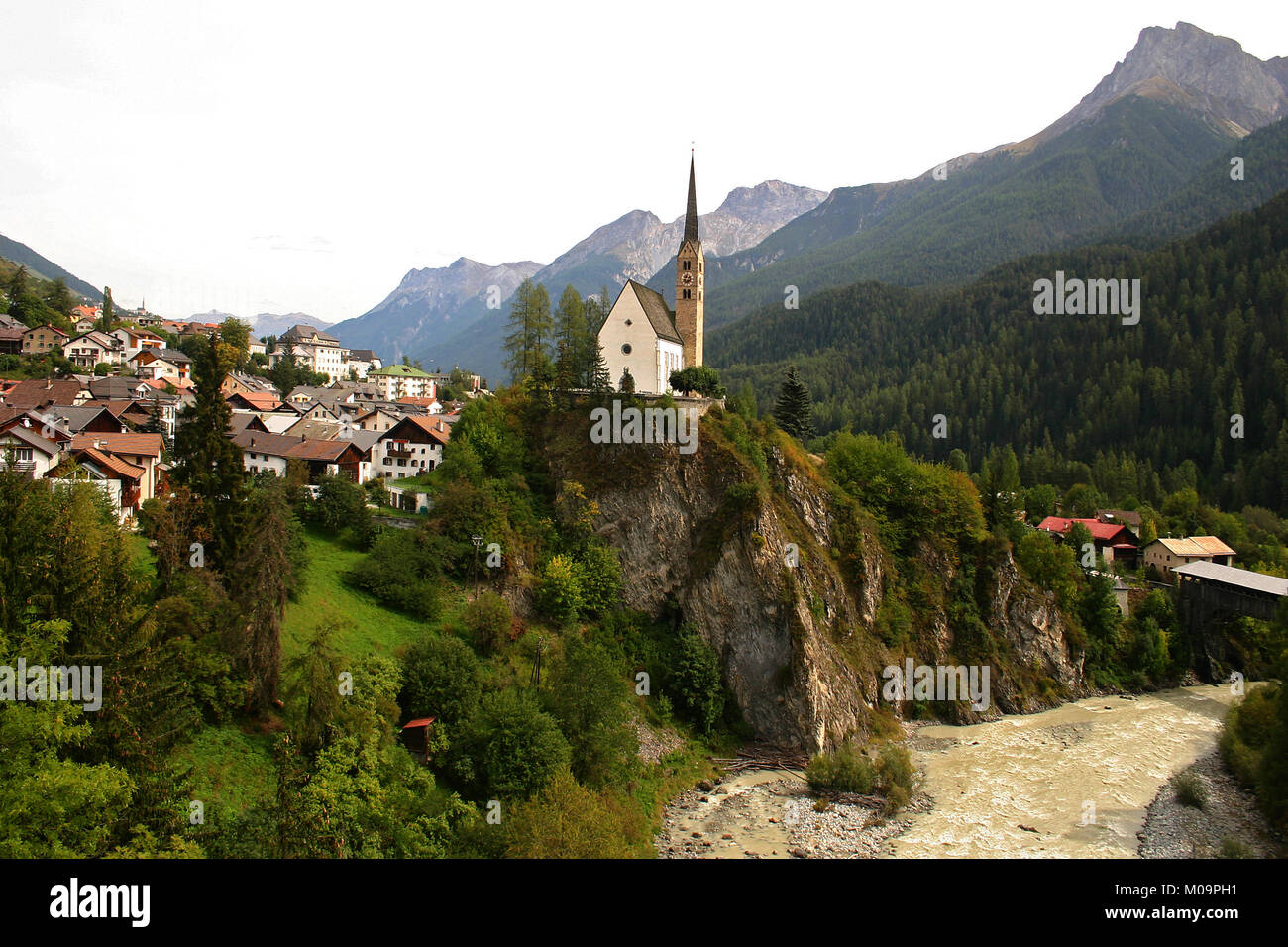 Mountain view from Guarda, Switzerland Stock Photo