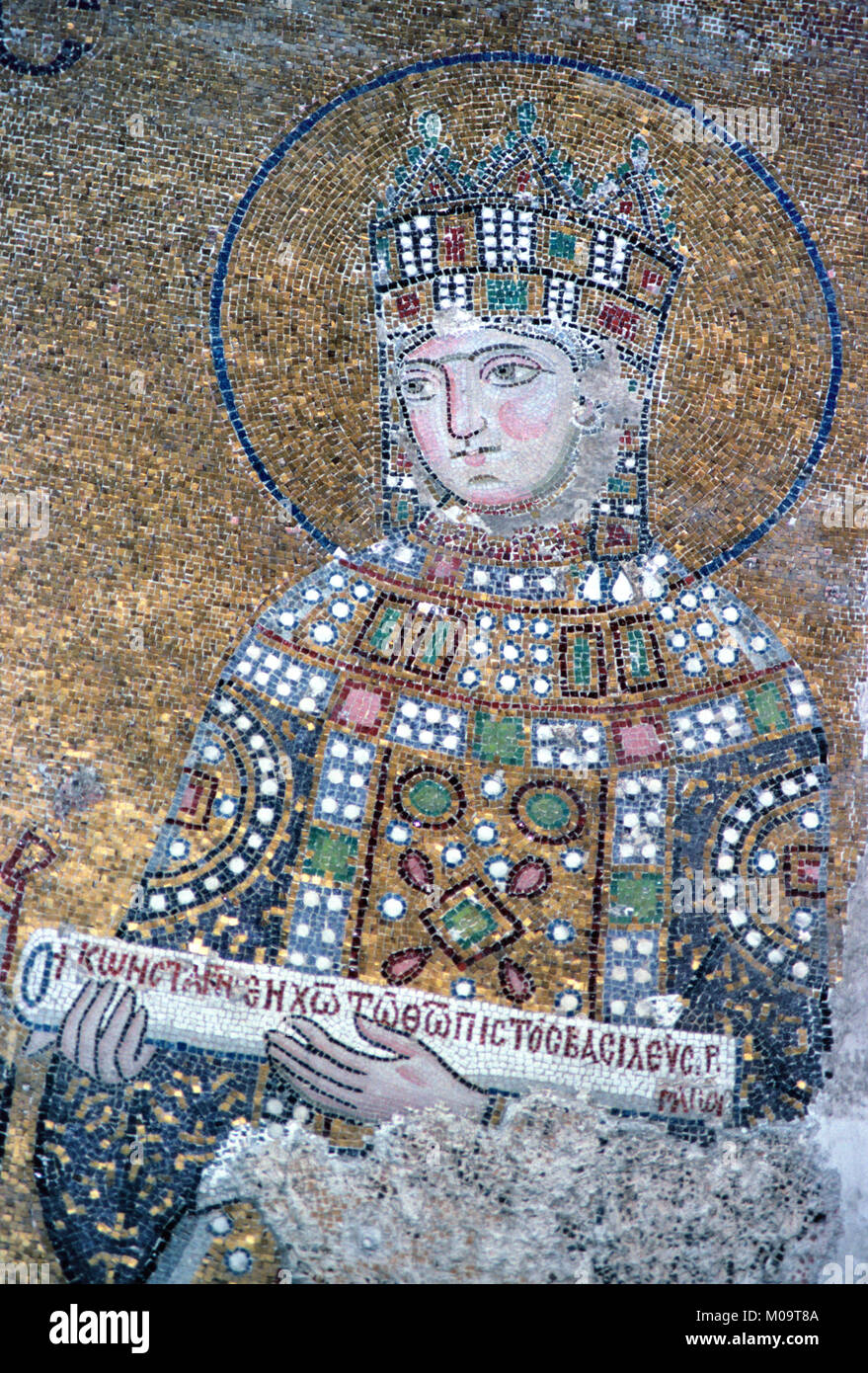 Byzantine Mosaic of Byzantine Empress Zoe Porphyrogenita Holding a