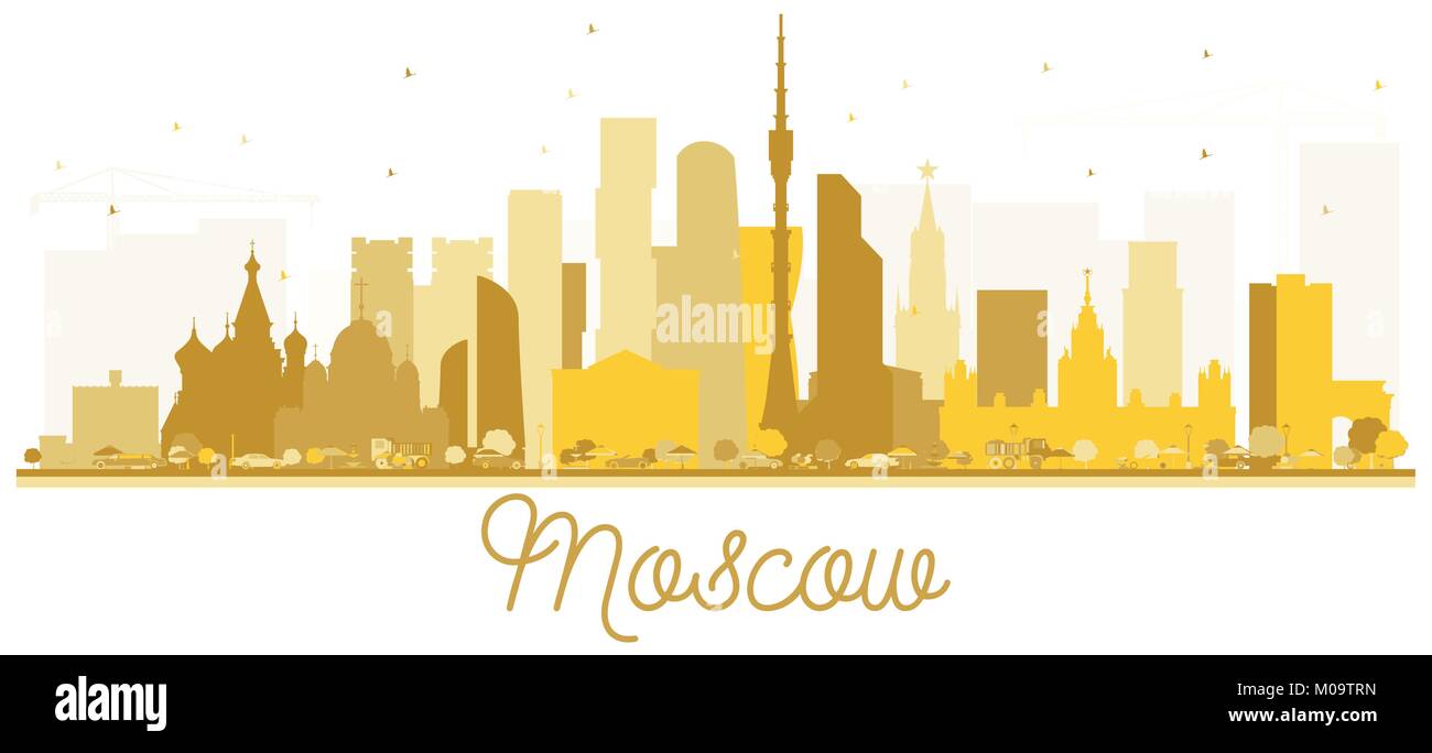 Moscow Russia City skyline golden silhouette. Vector illustration ...