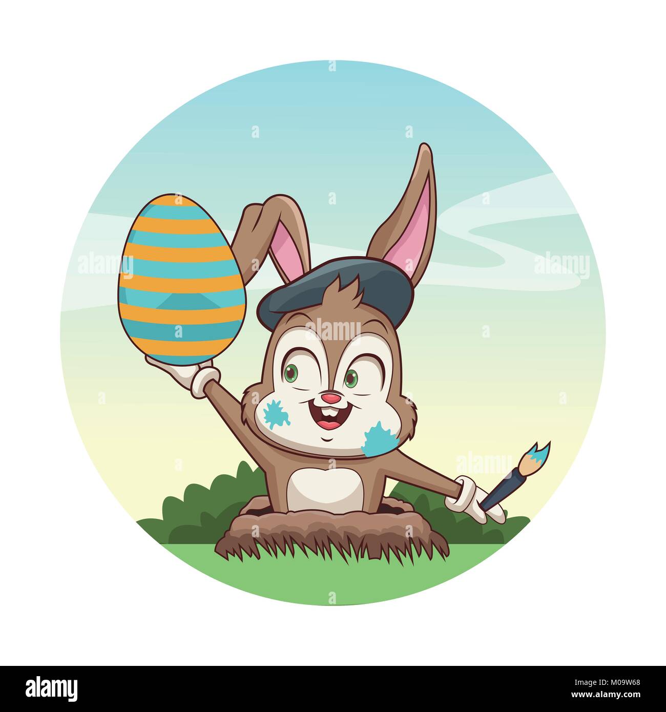 Cute bunny with easter egg cartoon Stock Vector Image & Art - Alamy