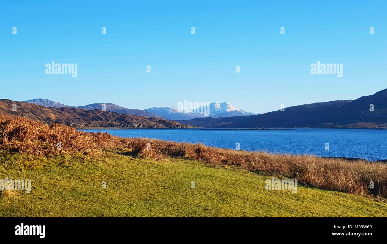 Glorious views across Loch Eishort on the Isle of Ske in Scotland Stock Photo