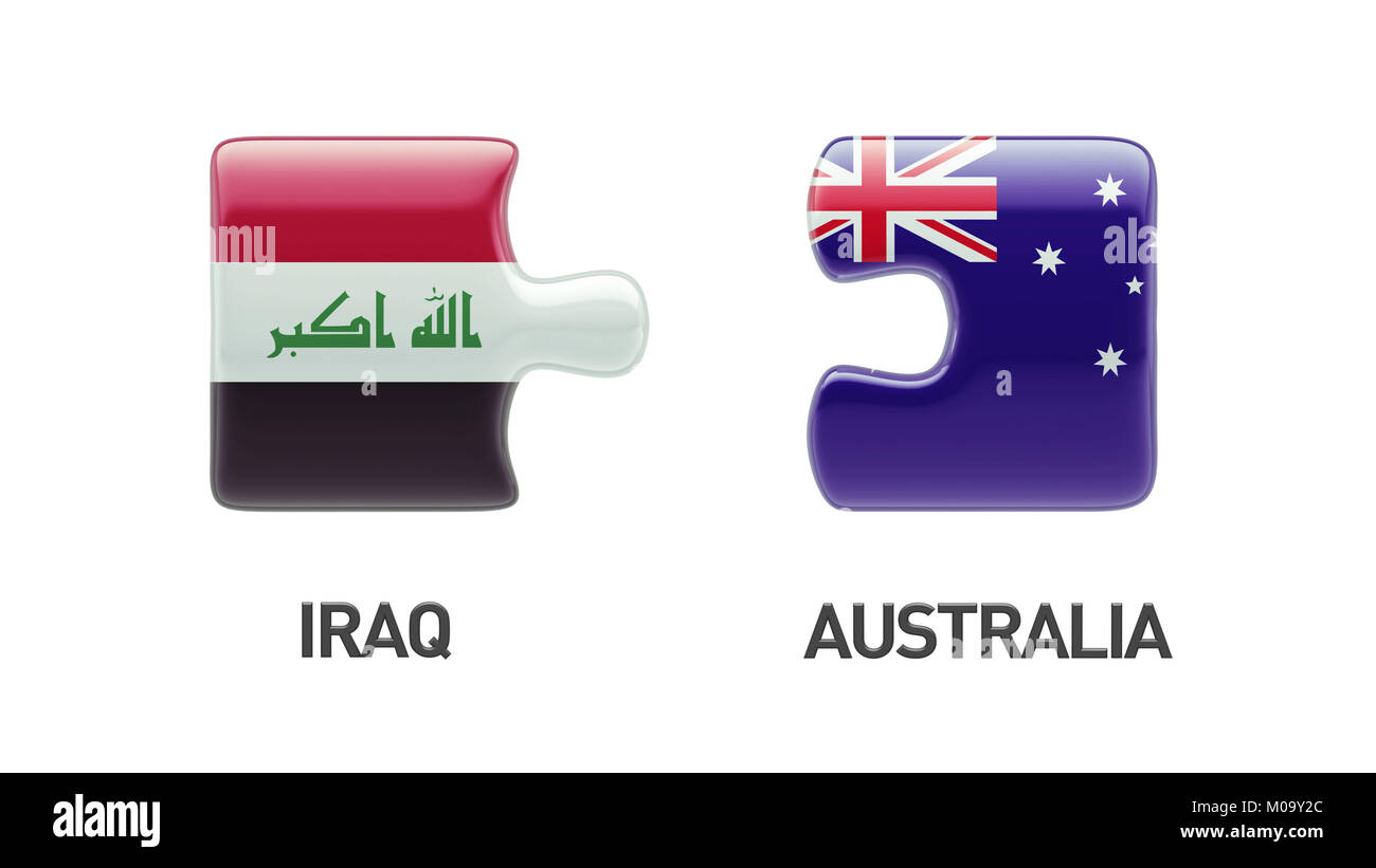 Australia Iraq High Resolution Puzzle Concept Stock Photo