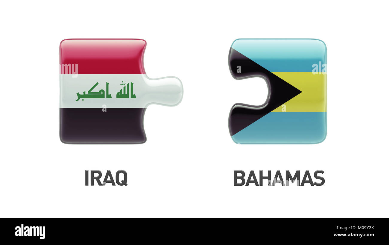 Bahamas  Iraq High Resolution Puzzle Concept Stock Photo