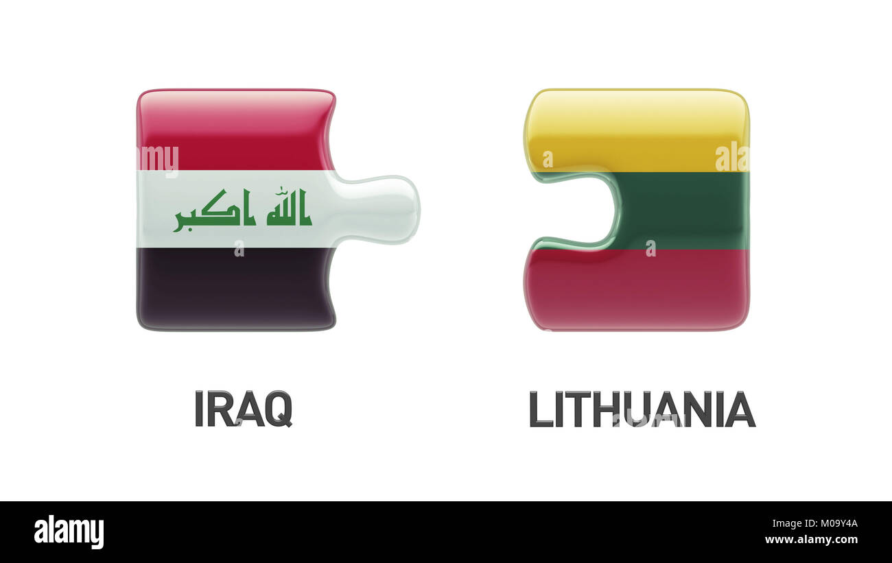 Lithuania Iraq High Resolution Puzzle Concept Stock Photo