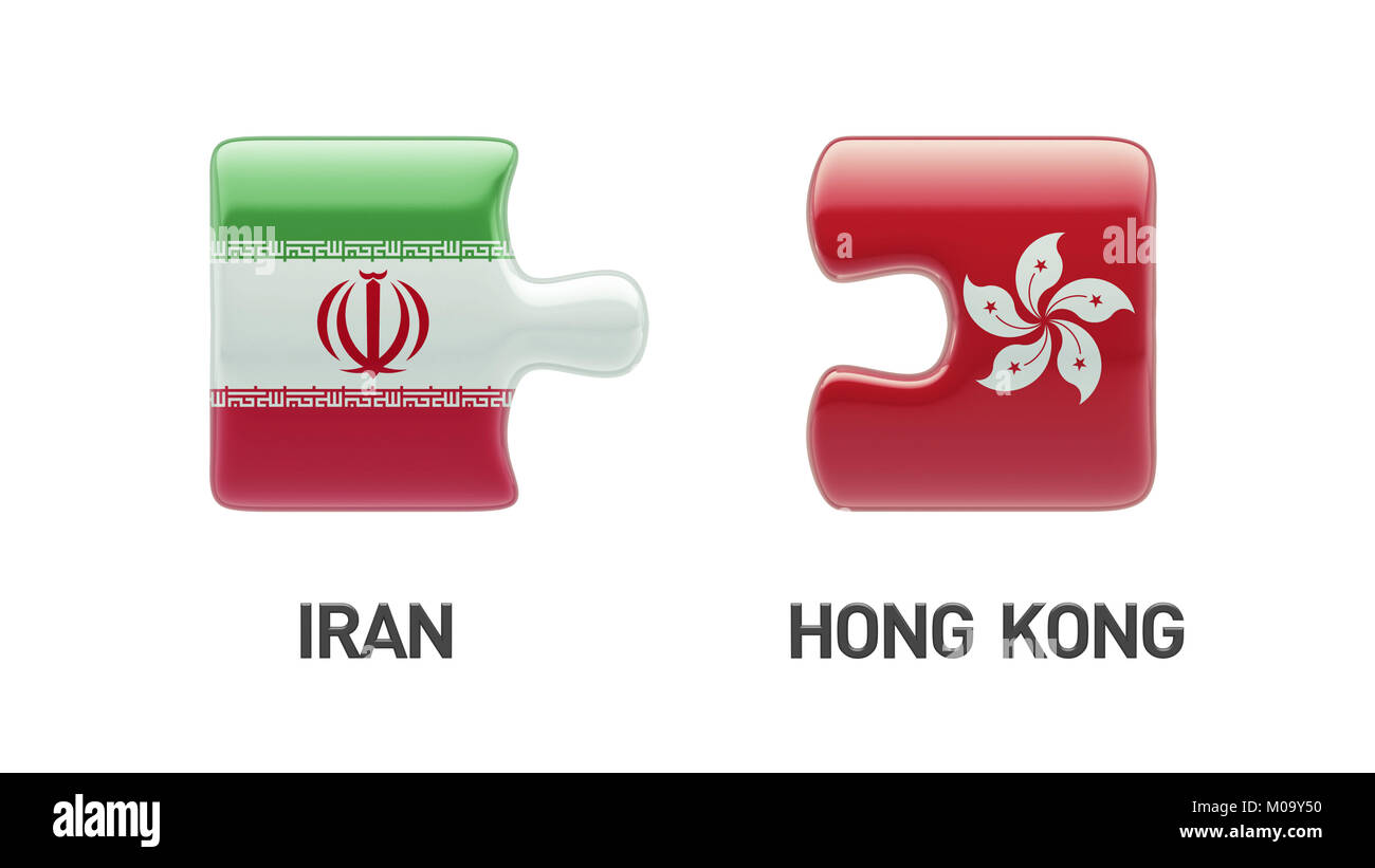 Iran Hong Kong High Resolution Puzzle Concept Stock Photo