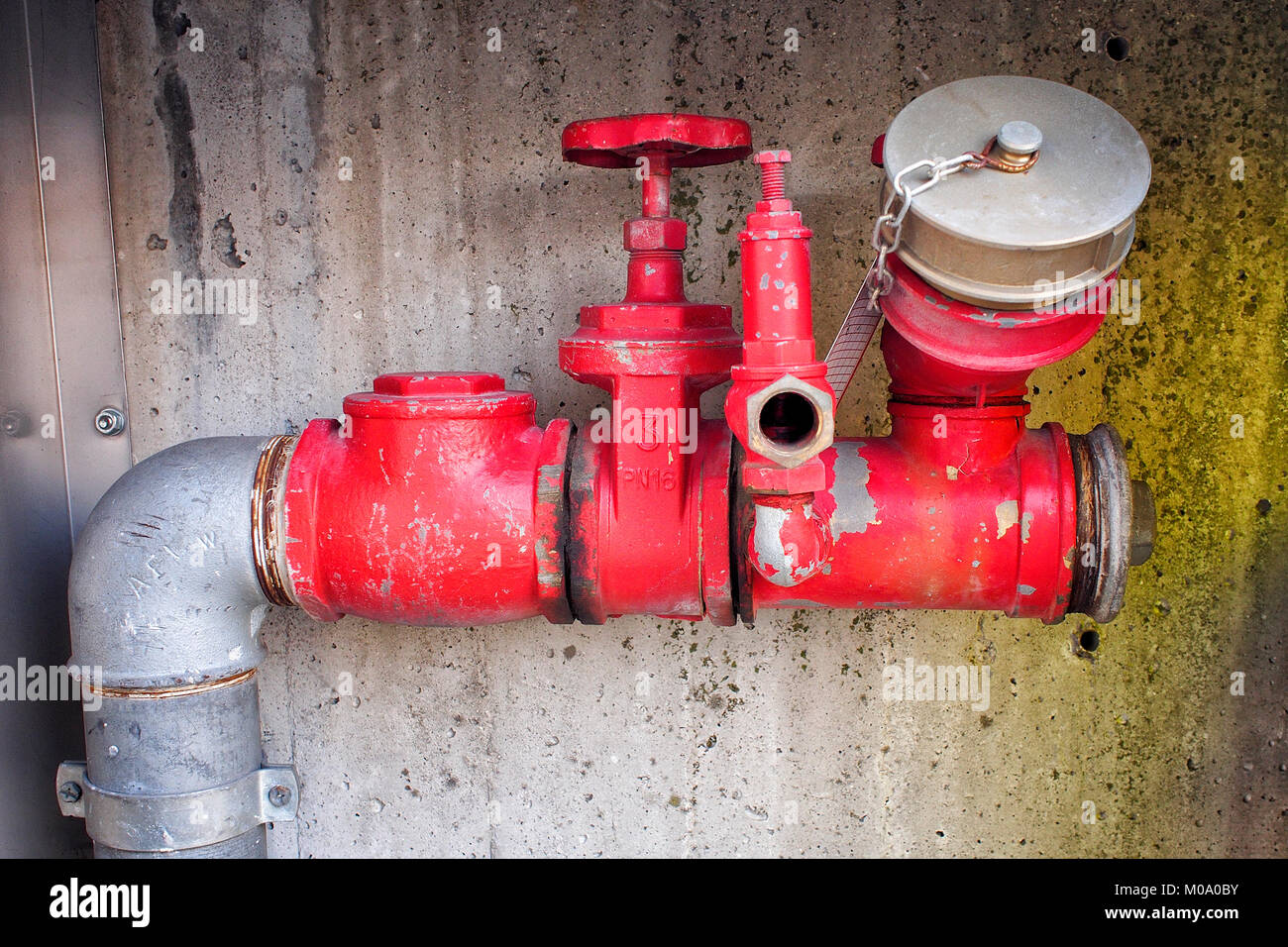 Water attachment, in a public road, available for firemen in case of necessity. Stock Photo