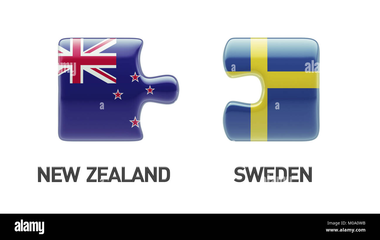Sweden New Zealand High Resolution Puzzle Concept Stock Photo Alamy