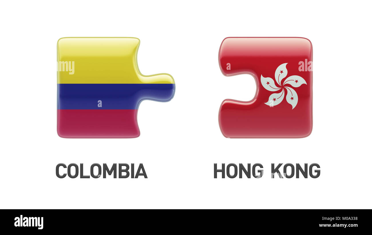 Colombia Hong Kong High Resolution Puzzle Concept Stock Photo
