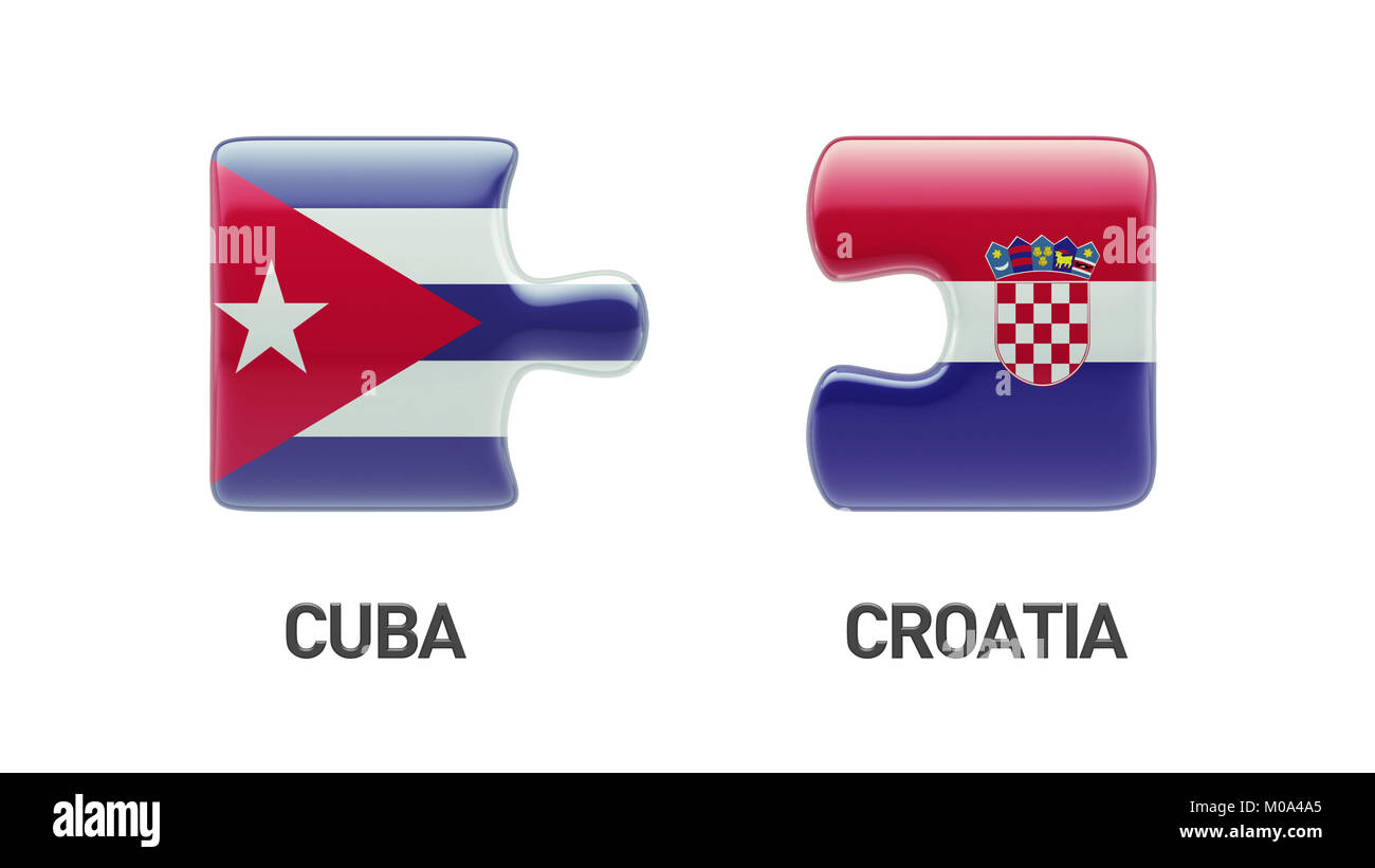 Cuba Croatia High Resolution Puzzle Concept Stock Photo