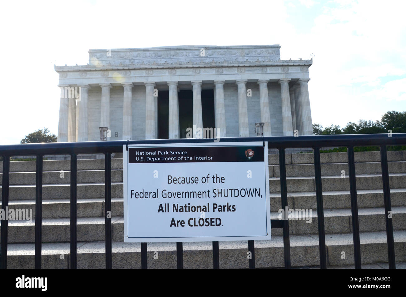 National monuments and museums in Washington DC were closed during the U.S. governemnt shutdown in 2013. Stock Photo